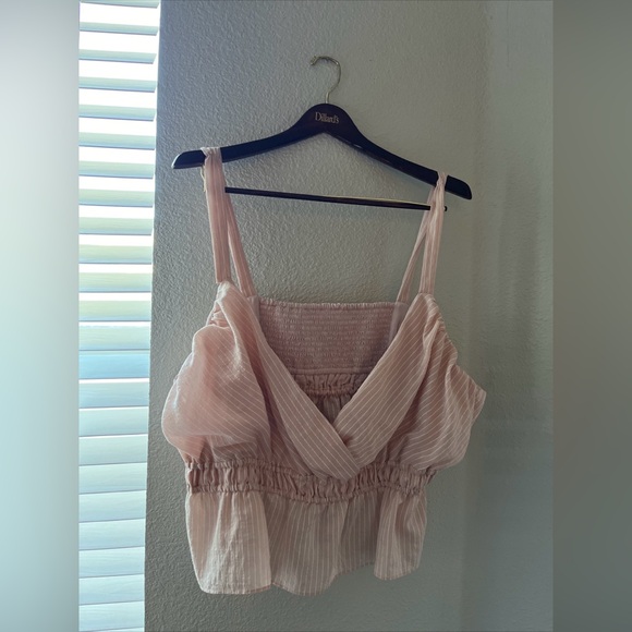 NWT  Anthropologie x Maeve Pink Maeve Shirred Pullover Striped Tank - Picture 2 of 3